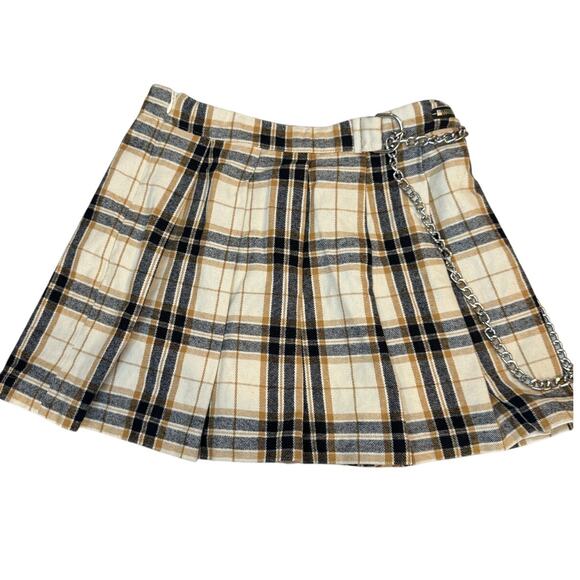 Forever 21 Dresses & Skirts - VTG Forever 21 medium Y2K cream plaid chain mini micro skirt academia preppy emo